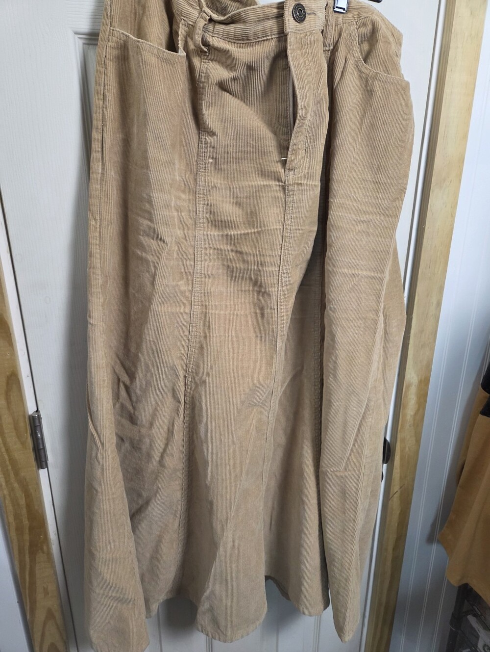 Vintage Camel Neutral Corduroy A-Line Maxi Skirt #0375